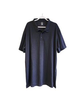 Real Essentials Mens Size 4XT Navy Polo Shirt Short Sleeve Polyester Lightweight